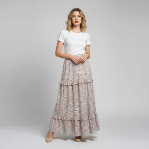 Modern Citizen Cream Ivory Boho Printed Tiered Ruffle Flowy Maxi Skirt Size XS